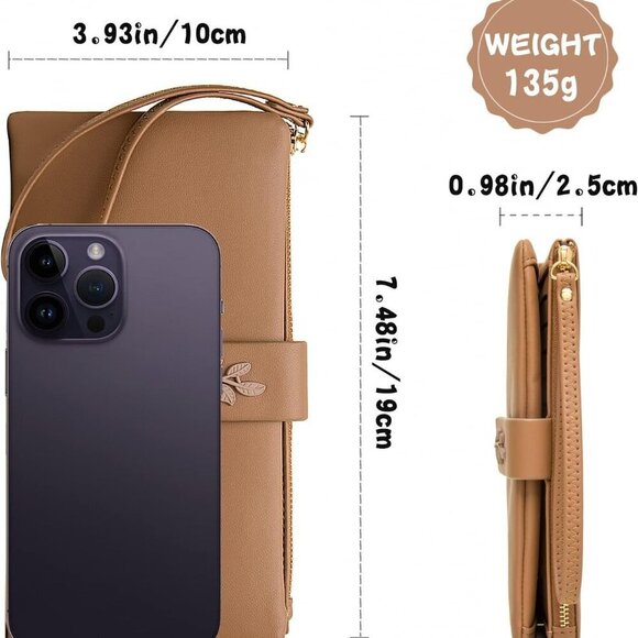 Women's RFID Blocking Wristlet Wallet with Phone Pocket Large Capacity Stylish P - Picture 4 of 7